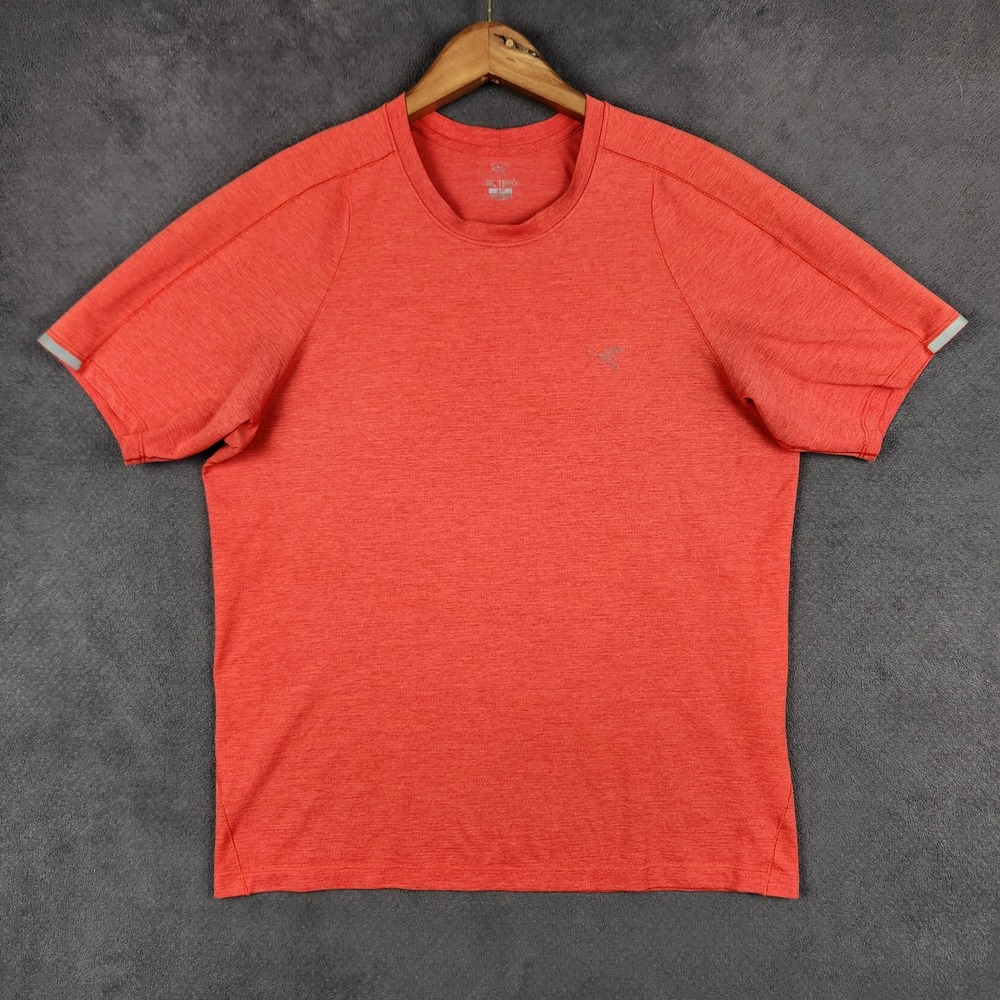 Arc'teryx Cormac Crew Neck Shirt Mens Small Orange Heather Short Sleeve Tee